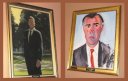 All ex-governors of California have a portrait hanging within the capitol.  Compare and contrast the style of portraits for Ronald Reagan and Jerry Brown.  One must admire Brown's decision for an abstract (cubist or post-cubist?) style.